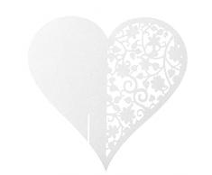 50 pezzi a forma di cuore numero tabella segnaposto biglietto da visita bicchiere di vino decorazione tazza adesivi murali carta adesiva per decorazioni bomboniere festa di nozze(bianca)