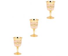 UPKOCH 3Pcs Tazza Shampain Liquore Drinkware Benedizioni Comunione Tazza Lega Martini Cocktail Calice Adorazione Tavolo Whisky Decorazione Dorato In Rilievo Ornamento Bicchieri