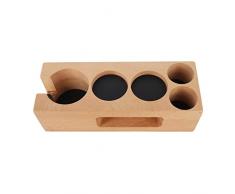 Portamarmellata caffè in Legno, Portamarmellata Filtro caffè Superficie Irregolare Semplice 5 Fori per Desktop Cafe (58 mm 5 fori)