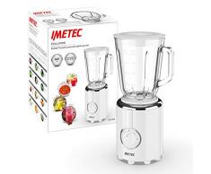 Imetec BL4 500 Frullatore, Lame Tritaghiaccio in Acciaio Inox, Bicchiere in Vetro Alto Spessore, 800 ml, 2 Velocità con Pulse, Coperchio Dosa Liquidi, 300 W, fino a 21.000 giri/min