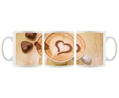 cuore di cacao su schiuma del cappuccino, tazza Motif in bianco 300ml ceramica, grande idea regalo per ogni occasione. La tua nuova tazza preferita per caffè, tè e bevande calde.