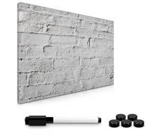 Navaris Memo Board Lavagna Magnetica 40x60cm - Lavagnetta Scrivibile Cancellabile con 1x Pennarello e 5X Calamite - Bacheca Design White Wall