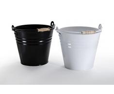 VERDELOOK Secchio in Zinco Rinforzato con Impugnatura in Legno, capienza 8 lt, Contenitore