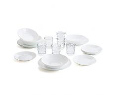 Arcopal Zelie - Servizio da tavola per 6 persone, Bianco, 18 pezzi + Set di 6 bicchieri in vetro