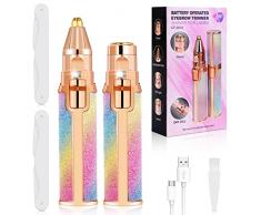 ACWOO Epilatore Viso Donna, 2 In 1 Epilatore Delle Sopracciglia, Viso Epilatore Ricaricabile USB con Luce a LED per Sopracciglia, Labbra, Corpo, Peli del Viso, Naso, Orecchie