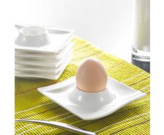 MALACASA, Serie Flora, 6 Set Portauovo in Porcellana 4,511,5x11,5x2cm