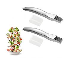 Coltello per Tagliare, 2 Pcs Taglierina di Scalogno, Coltello per Cipolle Verdi Tritate, Coltello Taglia Cipolle, Tagliaverdure in Acciaio Inossidabile, Coltelli per Cipolla Verde Tritato, per Verdure
