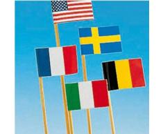 F&P 144 Bandiere INTERNAZIONALI 2 x 3 x 7 h cm Decorazioni per Coppe Gelato, Drink, Cocktail, aperitivi e Dessert Vari Colori