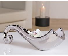 Ciotola ceramica nobile "corno", lunghezza 47 cm argento smaltato