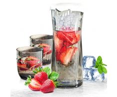 Thnkstaps Brocca di Plastica Caraffa per Succhi con Coperchio Caraffa per Lacqua del Frigorifero Set Caraffa per Succo con Tazza da Tè e Colino per Tè, Succhi, Latte, Bevande Fredde o Calde