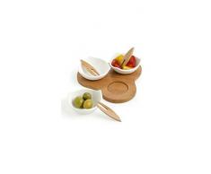 BRANDANI ANTIPASTIERA TRIFOGLIO BIANCA PORCELLANA BAMBO CON 3 FORCHETTE 55752