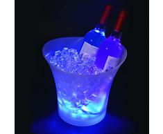 Tiandirenhe Secchiello per il Ghiaccio da 5 Litri, Secchiello per Champagne per Ghiaccio con Luce LED Colorata, Colore Può Essere Impostato, Sfumatura di Colore, Colore Flash