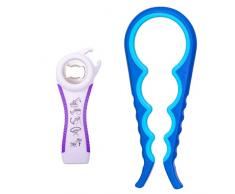 Niviy Apriscatole a Mano 5 in 1 Apribottiglie Manual Birra Multifunzionale Apri Set Utensili da Cucina per Donne Anziani Mani Piccole Artrite (2 Pezzi, Blu)