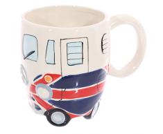 Puckator modello MUG216, tazza con motivo con immagine di camper con bandiera, tazza di ceramica di colore blu, rosso e bianco