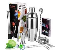 Viesap Shaker Cocktail, 9 Pcs Kit Shaker Cocktail Da Barman In Acciaio Inox, Shaker Caffè Freddo, Boston Shaker, Professionale Kit Barman Completo, Set Di Strumenti Bar Con 750ML Set Shaker Cocktail.