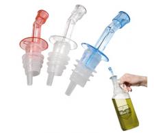 Cantini 3 PZ Dosatore Olio di Oliva Aceto Tappi Bottiglie con Versatore Salvagoccia - Apri e Chiudi – Anti Ossidazione - Porzionatore per Grappa, Rum, Whisky, Bevande