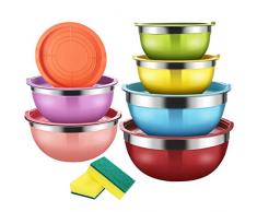 Ciotola Acciaio,Boule Cucina Boule Acciaio Ciotola in Acciaio Inox Set di 7 Ciotole da Cucina in Acciaio Inox Insalatiera Ciotole di FruttaCiotole di Popcorn Set di Ciotole Acciaio Inossidabile