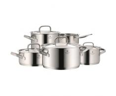 WMF Gourmet Plus Set di Pentole Induzione e Gas in Acciaio Inox 18/10 Cromargan, 5 pezzi, Fondo Transtherm Triplo Strato, Batteria Pentole con 5 Pentole e 4 Coperchi