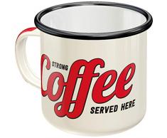 Nostalgic-Art 43203 - Tazza smaltata Strong Coffee Served Here, stile vintage, 8 x 8 x 8 cm