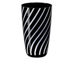 Bicchiere da succo, calice da acqua, bicchiere in vetro, collezione "NIGHT - n - DAY", lavorato a mano, 14 cm, nero/bianco, stile moderno (AMARA DESIGN powered by CRISTALICA)