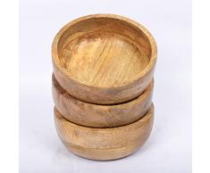 Samhita Set di 3 ciotole rotonde in legno di mango, perfette per salse, noci, antipasti, dessert, aspetto assolutamente bello con la tua cucina (12,7 cm x 12,7 cm x 5,08 cm)