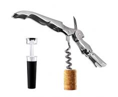 Cavatappi Sommelier a Doppia Leva con Manico Sciabola Bottle Opener per Champagne Cameriere Professionale Bottiglia Apribottiglia - Vino Birra da Apribottiglie Il Kit con Tappo Sottovuoto