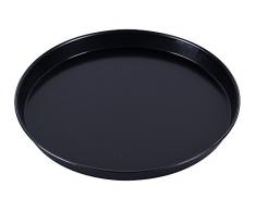Paderno 11740-32 Teglia rotonda antiaderente per pizza, bordi alti, realizzata in lamiera bluita (ferro blu), resistente fino a 280°, 32 cm ø x 2,5 cm (altez.)