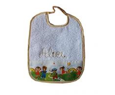 Trama Toscana Busta Portatovagliolo/Posate/Bavaglio cm 18x27 Chiusa cm 35x27 Aperta Cotone 100% Dopo L'Acquisto Comunica Il Nome del Bambino Ricamato Colore Celeste