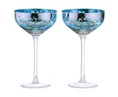 Artland - Set di 2 Coppe da Champagne in Filigree - Bicchieri placcati Blu, Finitura Argento a Specchio, Set di Bicchieri da Champagne in Confezione Regalo