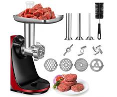 AMZCHEF Accessori per tritacarne per estrattore 3-in-1 ZM1501 e GM3001-4 piastre di macinazione, 3 lame per macinare, 3 tubi per insaccare salsicce - macchina NON inclusa