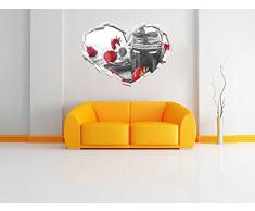 fragole fruttate di fronte barattolo di marmellata a forma di cuore nero / bianco in formato aspetto, parete o adesivo porta 3D: 92x64.5cm, autoadesivi della parete, Stickers murali, Wanddekoratio