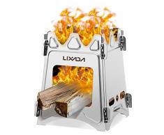 Lixada Fornello da Campeggio, Multifuzionale Pieghevole Legna Titanio Stufa per Allaperto Campeggio Picnic Portatile Fornellino