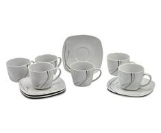 Van Well - Servizio da caffè Silver Night da 6, tazzine da 11 cl, piattini da 12,3 cm