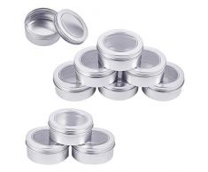 BENECREAT 10 Pack 150ml contenitori Rotondi in Alluminio con Finestra - Ideale per conservare spezie, Dolci, tè o Regali (Platino)