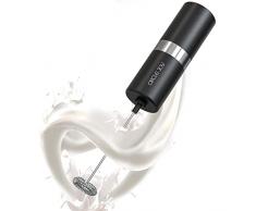 CIRCLE JOY Montalatte Elettrico Cappuccino Schiumalatte Elettrico a Batteria Frullino Montalatte Manuale per Cappuccino, Caffè, Latte, Nero Argento