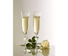 Stölzle Lausitz 388 52 07 - Set di 2 calici da Champagne LAmour, con Cuore Satinato, 175 ml
