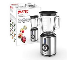Imetec BL4 700 Frullatore con 4 Lame Tritaghiaccio Acciaio Inox, Bicchiere in Vetro Alto Spessore 800 ml, Corpo in Acciaio, 2 Velocità con Pulse, Foro Dosa Liquidi, 300 W