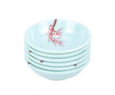 Cabilock 6 Pezzi Mini Piatti per Salsa Piatti Rotondi in Melamina Condimento per Sushi Ciotola per Immersione Piattini Ciotola per Antipasti Piatti Stile E