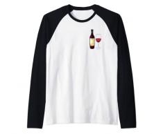 Opera darte del vino - bottiglia e bicchiere di vino rosso disegno Maglia con Maniche Raglan