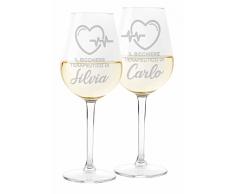 Coppia Calici Personalizzati SanValentino Set da 2 calici Vino Il Bicchiere terapeutico Matrimonio Fidanzamento Amore Auguri 500 ml