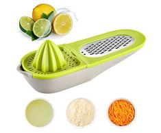 FainFun Spremi Arance Manuale Plastica 3 in 1, Spremiagrumi Manuale a Manico Rapido, Spremi Arance per Spremiagrumi Limoni, Arance, Portatile, Grattugia Multiuso per Verdure, Frutta, Formaggio