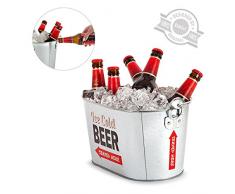 Balvi - Party Time per bevande più fresche. secchiello porta ghiaccio di metallo per il raffreddamento di bevande. Include due apribottiglie sulle estremità.