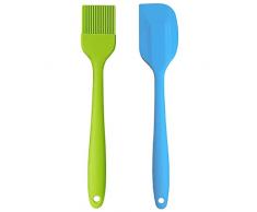 Pennelli da Cucina in Silicone, 2 Pcs Silicone Imbastitura Pennelli per Pasticceria e Spatola, resistenti al calore, Pennelli Spazzola Alimentare per Burro/Barbecue/Dolci/Pasticceria/Salumi/Bistecche