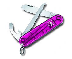 Victorinox, coltellino svizzero My First Victorinox (9 funzioni, lama stondata, catenina), rosa trasparente
