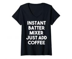 Donna Impastatrice istantanea basta aggiungere caffè Maglietta con Collo a V