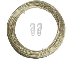 iGadgitz Home U6940 - Filo Stendibiancheria Corda Stendipanni di Acciaio Ricoperto di Plastica PVC Abbigliamento corda Filo Bucato per Esterno, Giardino, Parete. - Oro - Lunghezza 30m