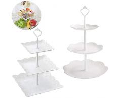 behone Inherited 2 Pezzi Alzata in Plastica per Frutta e Dolci, Vassoi per Torte, Frutta Piastra Supporto Alzata per sistemare Cibo, Dessert per Le Feste, Set per servire Dolci