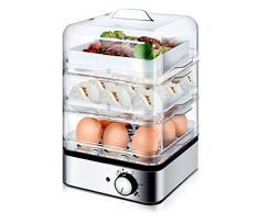 HAOT Cuociuova,Caldaia per Uova Trasparente a 3 Strati 220V Vapore per Alimenti Elettrico Pentola per Colazione Sterilizzatore per Bottiglia per Allattamento per Bambini Masterizzazione Anti-asci
