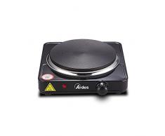 Ardes AR1F19 Fornello Elettrico TIKAPPA F19 in Acciaio Verniciato Diametro Piastra 18,5 cm in Ghisa con Termostato, 1500 W, Nero