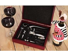 Vinoterra intenditori di vino Tools Gift set - 9 pezzi in acciaio INOX, kit di accessori regali per sommelier - Regolatore di leva coniglio cavatappi apribottiglie, termometro, tagliacapsule, tappi